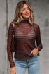 Modern Mesh Diamond Lattice Lettuce Trim Long Sleeve Top